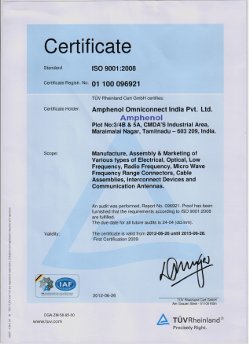 ISO 9001 certificate for AOI